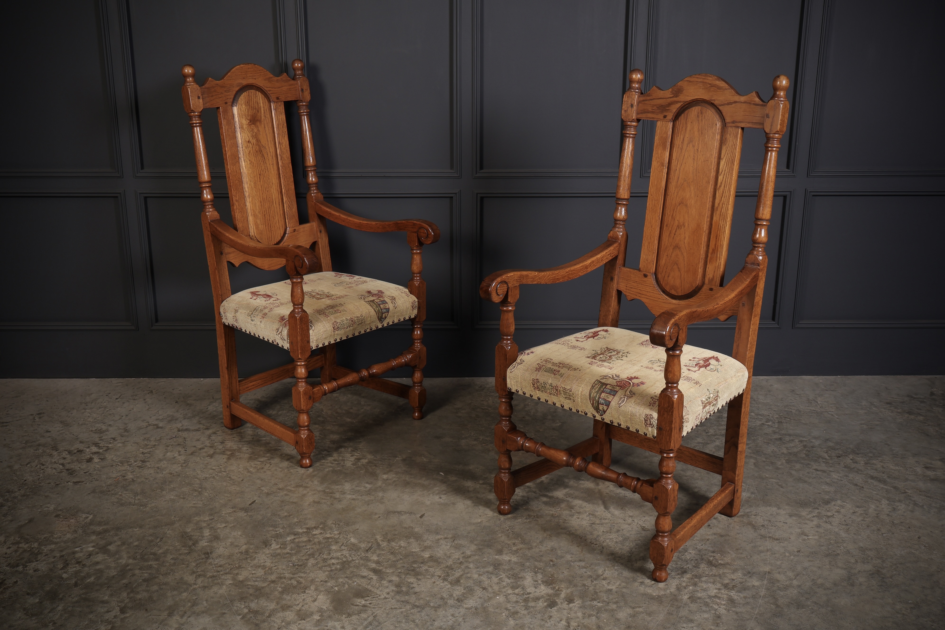 Set Of Eight High Back Solid Oak Dining Chairs Antique dining Antique Chairs 15